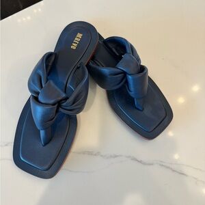 Dark blue, Maeve Puffy Knotted Sandals. Purchased at Anthropologie, worn once.